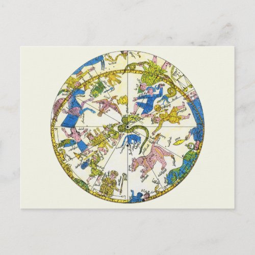Vintage Celestial Arabic Sphere Constellations Postcard
