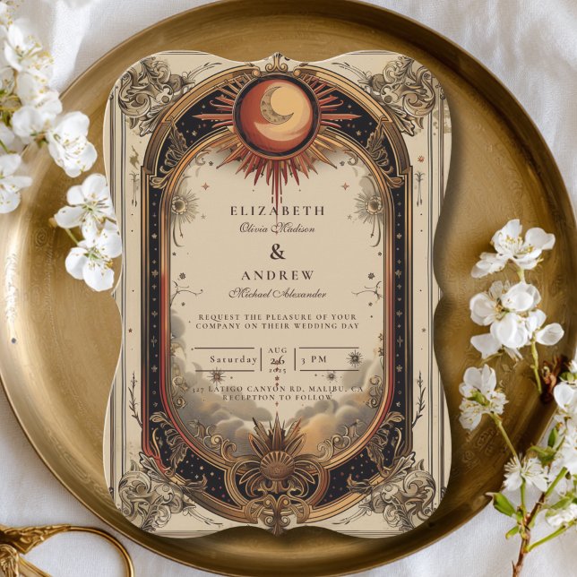 Vintage Celestial Art Nouveau Wedding Invitation (Creator Uploaded)