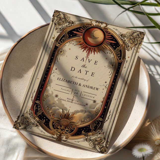 Vintage Celestial Art Nouveau Wedding Save The Date (Creator Uploaded)