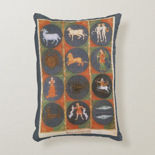 Vintage Celestial Astrological Zodiac Chart 1475 Accent Pillow