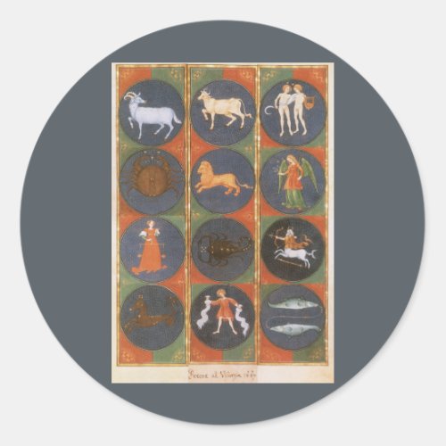 Vintage Celestial Astrological Zodiac Chart 1475 Classic Round Sticker