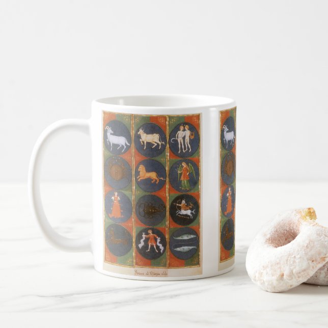 Vintage Celestial, Astrological Zodiac Chart, 1475 Coffee Mug (With Donut)