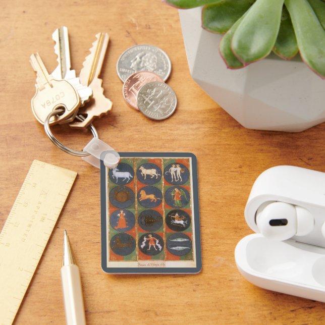 Vintage Celestial, Astrological Zodiac Chart, 1475 Keychain (Desk)