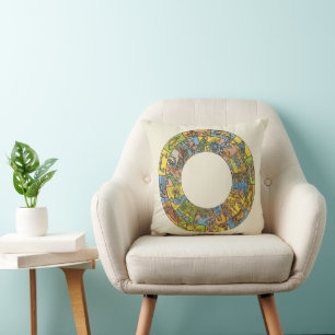 Vintage Celestial, Astrological Zodiac Wheel Throw Pillow