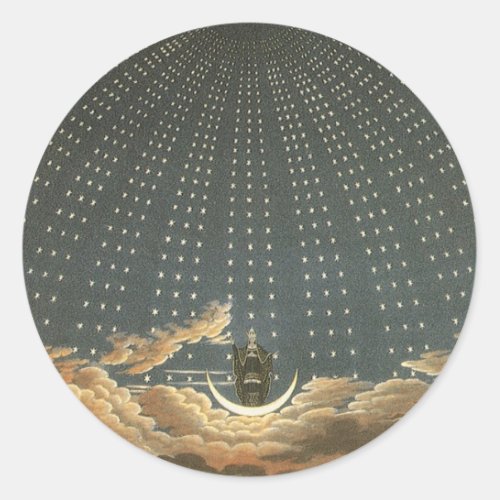 Vintage Celestial Astronomy Queen of the Night Classic Round Sticker