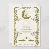 Universe mystical astrologi moon sun baby shower invitation