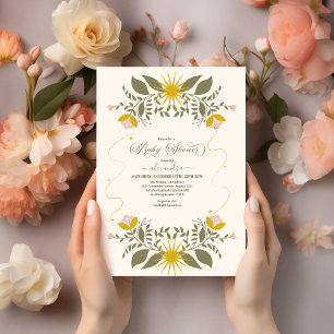 Vintage Celestial Botanical Baby Shower Invitation