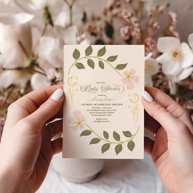 Vintage Celestial Botanical Baby Shower Invitation (Creator Uploaded)