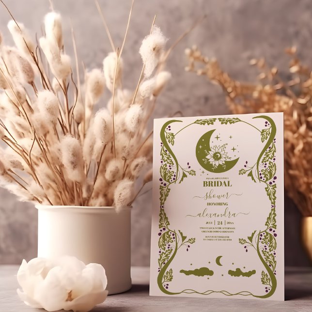 Vintage Celestial Botanical Bridal Shower  Invitation (Creator Uploaded)