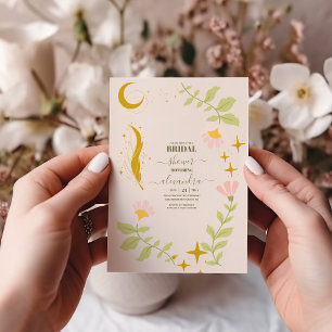 Vintage Celestial Botanical Bridal Shower Invitation