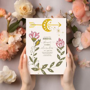 Vintage Celestial Botanical Bridal Shower Invitation