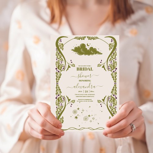 Vintage Celestial Botanical Bridal Shower  Invitation