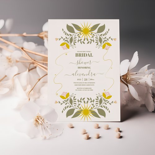 Vintage Celestial Botanical Bridal Shower  Invitation