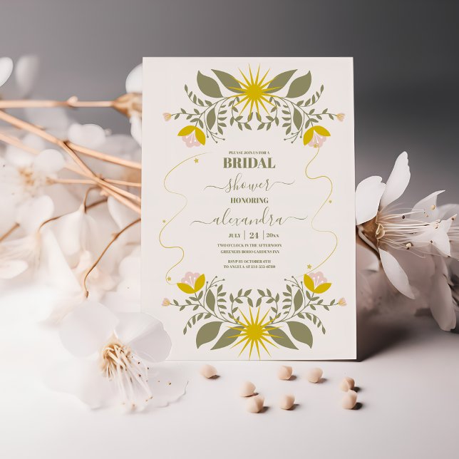 Vintage Celestial Botanical Bridal Shower  Invitation (Creator Uploaded)