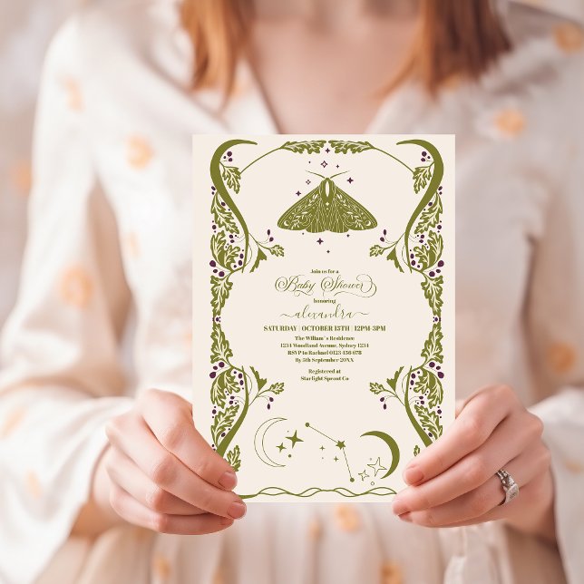 Vintage Celestial Butterfly Baby Shower Invitation (Creator Uploaded)