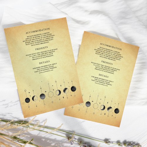 Vintage Celestial Crescent Moon Phases Wedding Enclosure Card