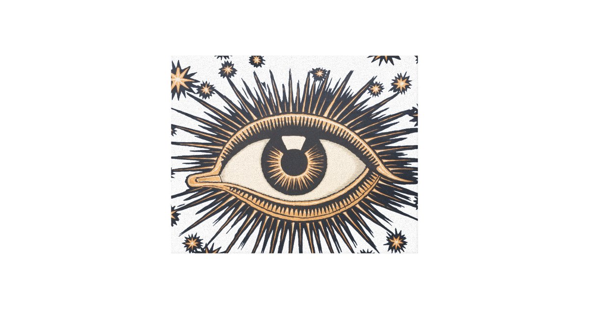 Vintage Celestial Eye Stars Moon Canvas Print | Zazzle