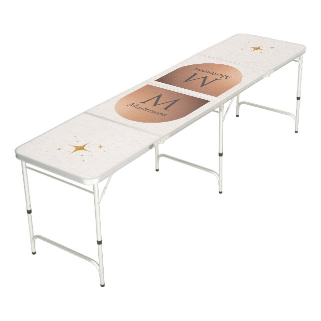 Vintage Celestial Family Monogram  Beer Pong Table (Angled)