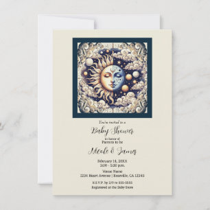 Vintage Celestial Half Sun & Moon Baby Shower Invitation