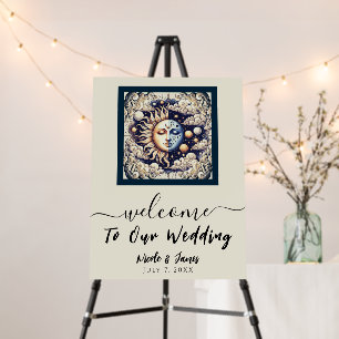 Vintage Celestial Half Sun & Moon Cream Beige Foam Board