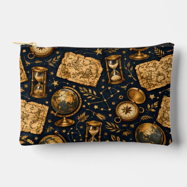Vintage Celestial Map & Astronomy Pattern Accessory Pouch (Front)