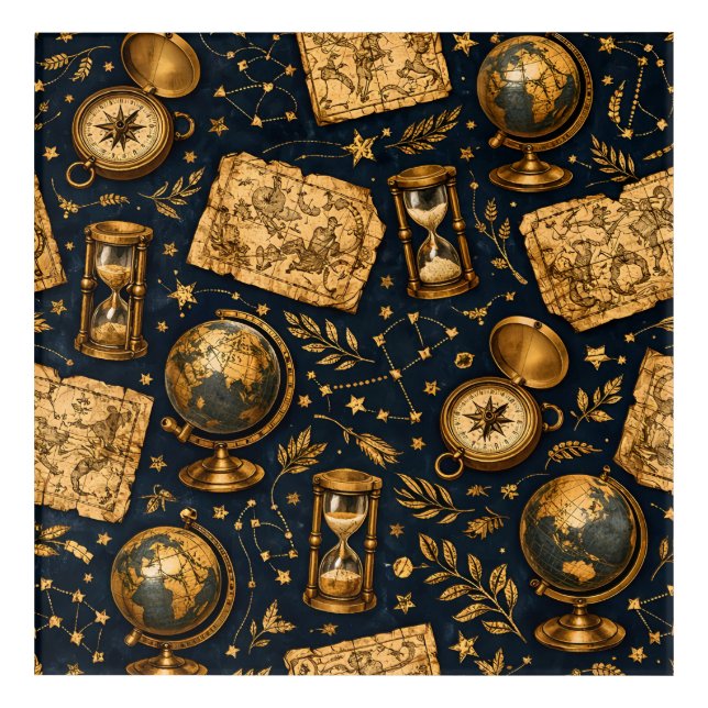 Vintage Celestial Map & Astronomy Pattern Acrylic Print (Front)