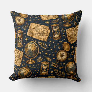 Vintage Celestial Map & Astronomy Pattern Throw Pillow