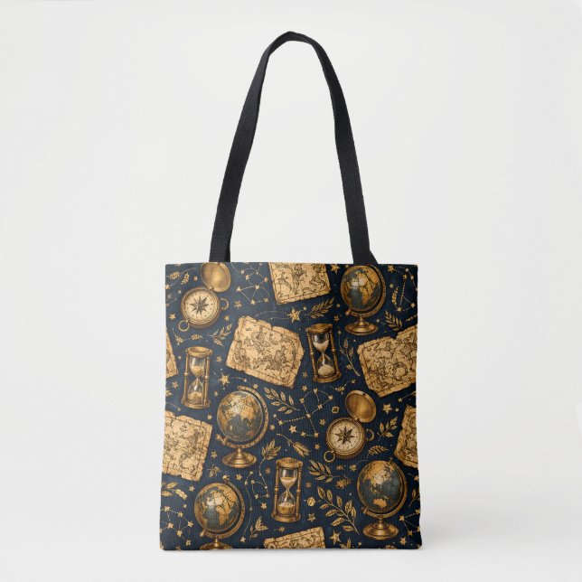 Vintage Celestial Map & Astronomy Pattern Tote Bag (Front)
