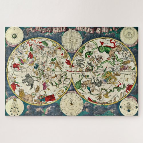 Vintage Celestial Map of the Constellations 1670 Jigsaw Puzzle