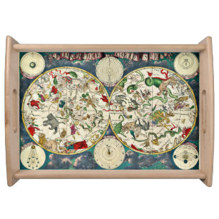 Vintage Celestial Map of the Constellations 1670 Serving Tray