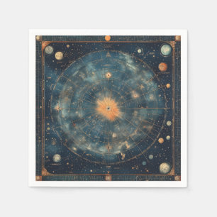 Vintage Celestial Map with Zodiac and Planetary Napkins