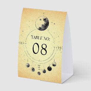 Vintage Celestial Moon Phases Wedding Table Number Paper Table Tent