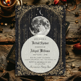 Vintage Celestial Moon Stars Mystic Bridal Shower Invitation