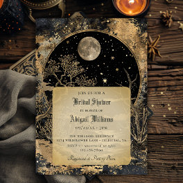 Vintage Celestial Moon Stars Mystic Bridal Shower Invitation
