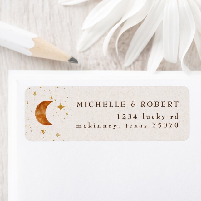 Vintage Celestial Moon Stars Return Address Label (Insitu)