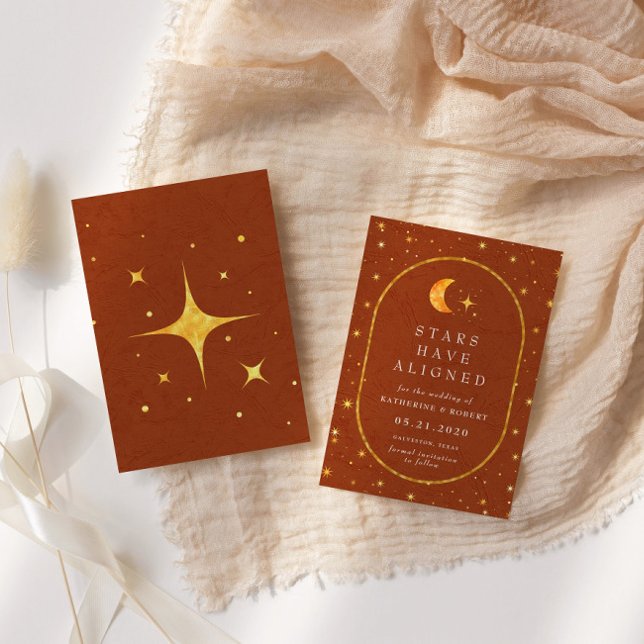 Vintage Celestial Moon Stars Save The Date Invitation (Creator Uploaded)