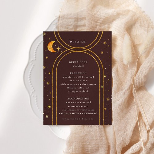 Vintage Celestial Moon Stars Wedding Details  Enclosure Card