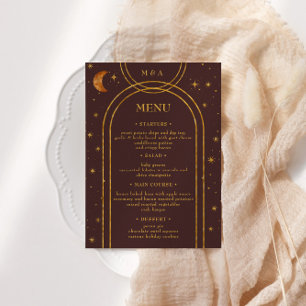 Vintage Celestial Moon Stars Wedding Dinner Menu Invitation