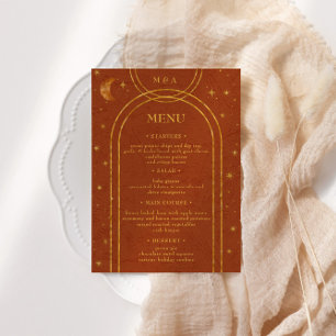 Vintage Celestial Moon Stars Wedding Dinner Menu Invitation