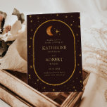 Vintage Celestial Moon Stars Wedding Invitation<br><div class="desc">Our "Vintage Celestial Wedding" collection features a color scheme that spans from burnt orange to terracotta imitating deep sunset vibes that transcend into a glorious night. With textured faux foil accent on borders,  moon and stars in gold and copper. Matching items from this collection are available in our store.</div>