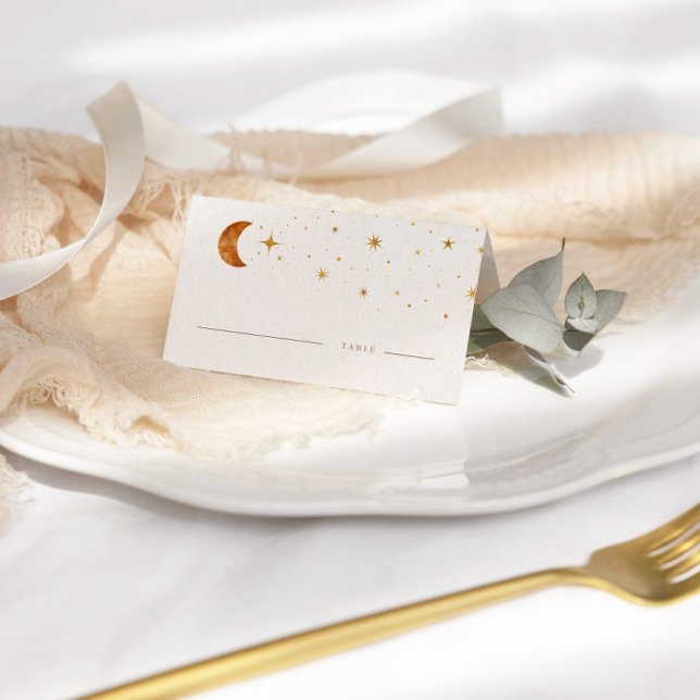 Vintage Celestial Moon Stars Wedding Place Card (Creator Uploaded)