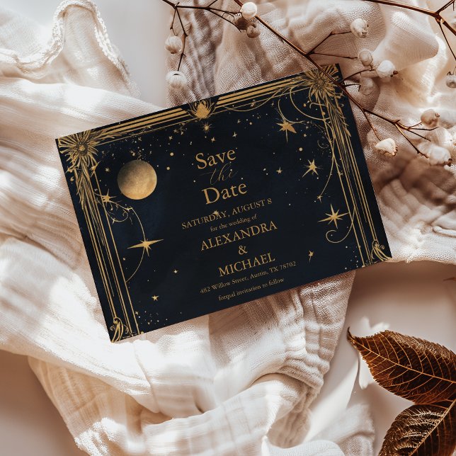 Vintage Celestial Moon Stars Wedding Save The Date (Creator Uploaded)