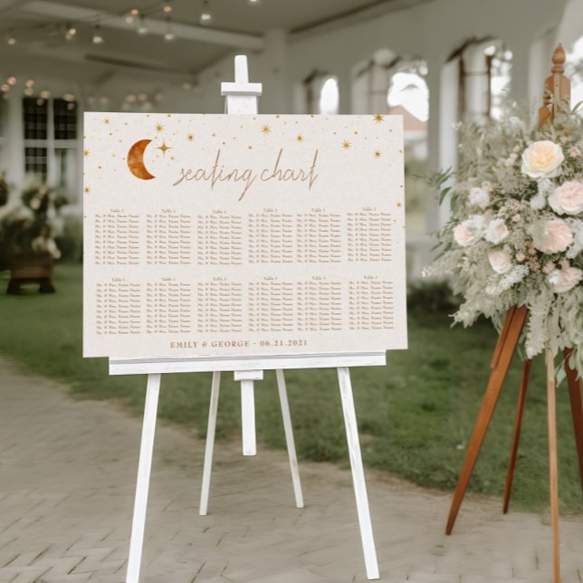 Vintage Celestial Moon Stars Wedding Seating Chart (Creator Uploaded)