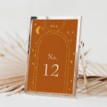 Vintage Celestial Moon Stars Wedding Table Number<br><div class="desc">Our "Vintage Celestial Wedding" collection features a color scheme that spans from burnt orange to terracotta imitating deep sunset vibes that transcend into a glorious night. With textured faux foil accent on borders,  moon and stars in gold and copper. Matching items from this collection are available in our store.</div>