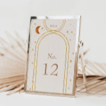 Vintage Celestial Moon Stars Wedding Table Number<br><div class="desc">Our "Vintage Celestial Wedding" collection features a color scheme that spans from burnt orange to terracotta imitating deep sunset vibes that transcend into a glorious night. With textured faux foil accent on borders,  moon and stars in gold and copper. Matching items from this collection are available in our store.</div>