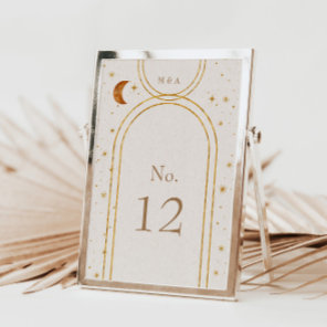 Vintage Celestial Moon Stars Wedding Table Number