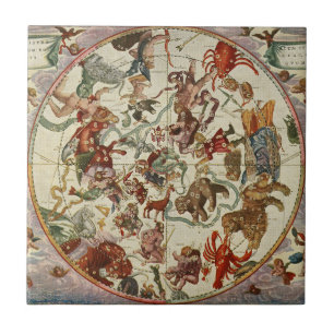 Vintage Celestial Northern Star Chart 1660 Ceramic Tile
