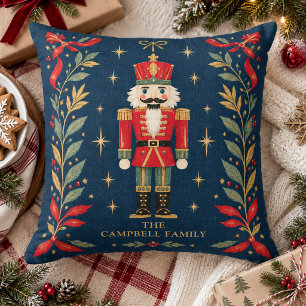 Vintage Celestial Nutcracker Custom Family Name Throw Pillow