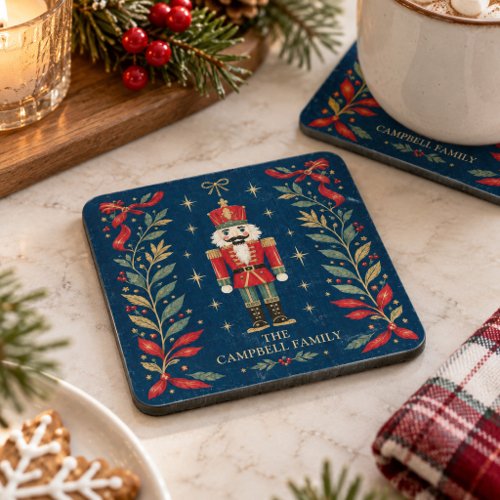 Vintage Celestial Nutcracker Custom Photo Holiday Beverage Coaster