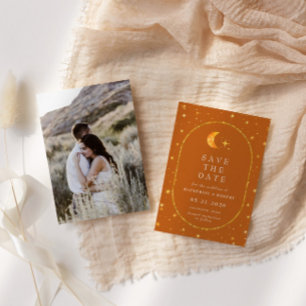 Vintage Celestial Photo Save The Date Invitation